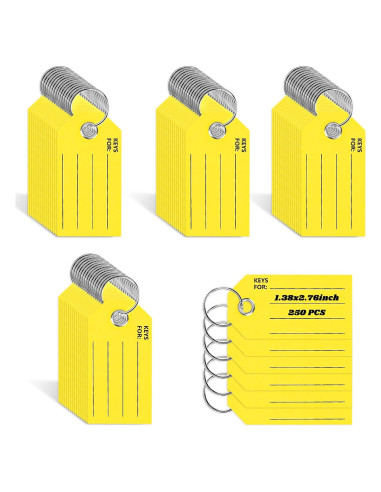 250 Etiquetas de Llave Amarillas XUWAIDSGN 3.5x7 cm