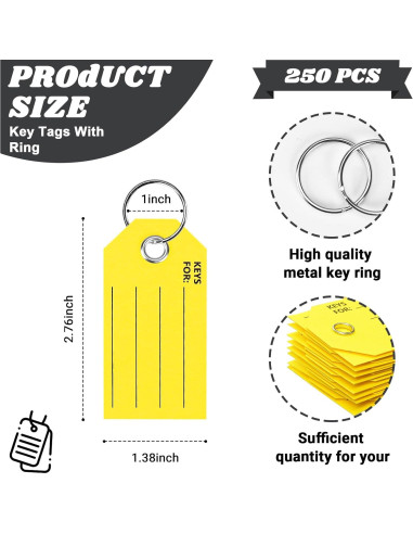 250 Etiquetas de Llave Amarillas XUWAIDSGN 3.5x7 cm