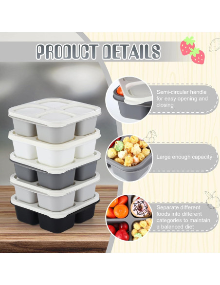 Contenedores de Snack Honeydak 5 Piezas 4 Compartimentos