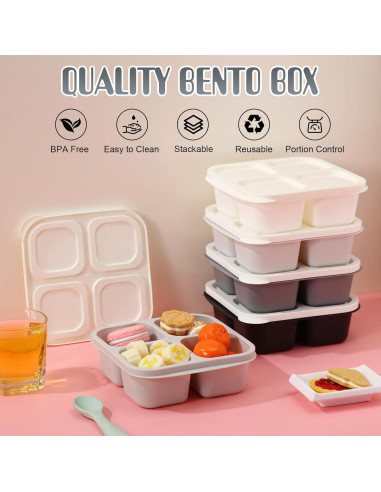 Contenedores de Snack Honeydak 5 Piezas 4 Compartimentos