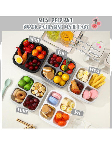 Contenedores de Snack Honeydak 5 Piezas 4 Compartimentos