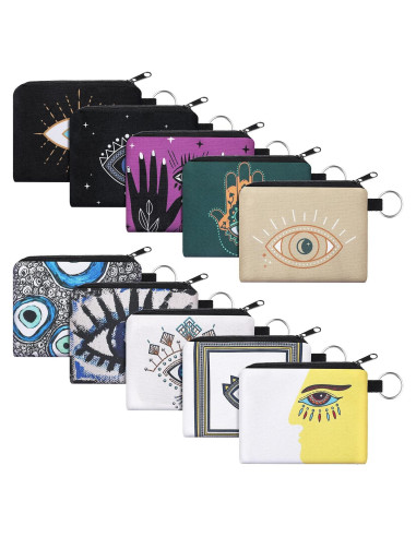 10 Monederos Mini Boho con Cremallera para Mujeres y Niñas