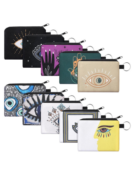 10 Monederos Mini Boho con Cremallera para Mujeres y Niñas