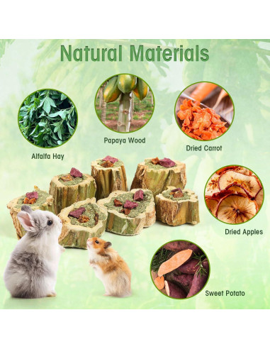 Juguetes de Masticar para Conejos Abizoo 100g con Heno y Verduras