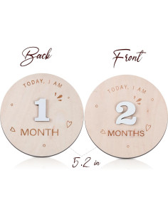 Tarjetas de Hito de Madera OENIZI - 12 Meses para Bebé 2