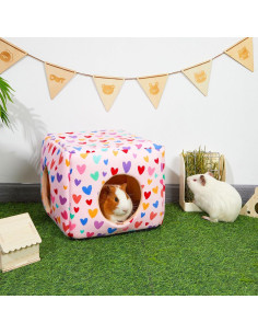 Escondite para Cobayas Bienbee 28x28x24.9cm Corazones Coloridos 2