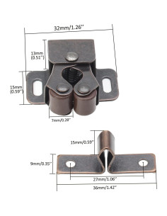 Cierres de Gabinete Doble Rodillo Luomorgo 10 Piezas Bronce 2
