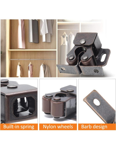 Cierres de Gabinete Doble Rodillo Luomorgo 10 Piezas Bronce