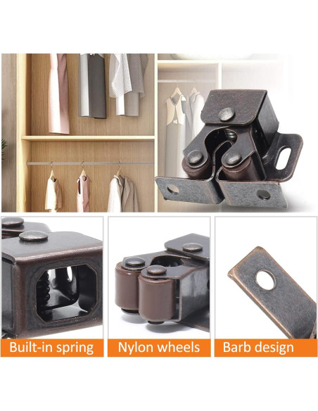 Cierres de Gabinete Doble Rodillo Luomorgo 10 Piezas Bronce