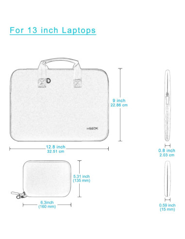 Funda Neopreno Hseok 13" para Laptop y Estuche Extra