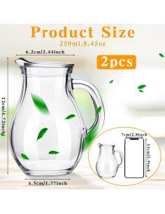 Jarra de Vidrio Leinuosen 250 ml con Pico y Mango Cómodo 2