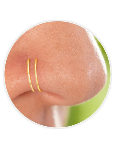 Aro de Nariz Espiral Dorado 14k Hipoalergénico 7mm