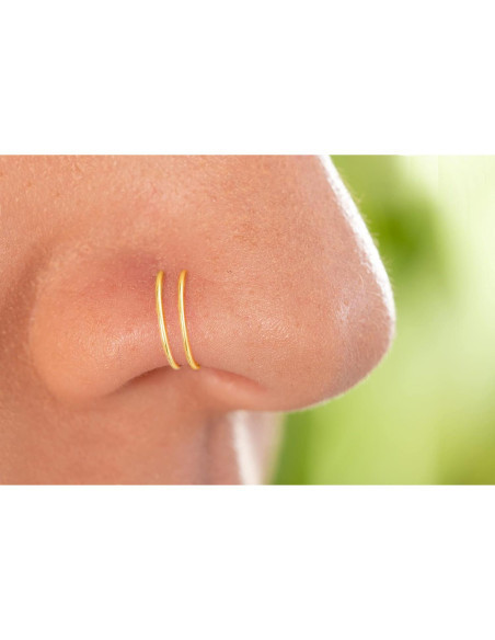 Aro de Nariz Espiral Dorado 14k Hipoalergénico 7mm
