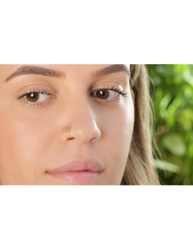 Aro de Nariz Espiral Dorado 14k Hipoalergénico 7mm