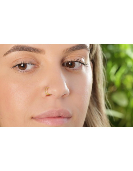 Aro de Nariz Espiral Dorado 14k Hipoalergénico 7mm