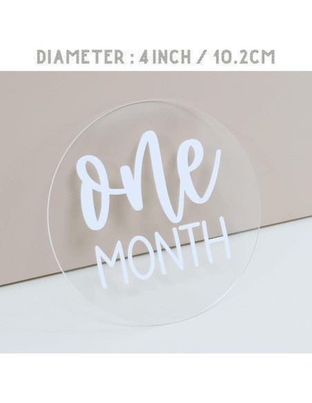 Discos de Hitos Mensuales Acrílico JINMURY 13 PCS 10.16 cm