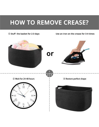 Cesta de Almacenamiento OIASKET 70L Algodón Negro 55x43x30cm