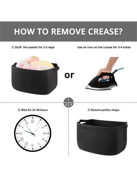 Cesta de Almacenamiento OIASKET 70L Algodón Negro 55x43x30cm