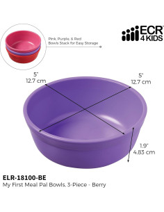 Tazones de Comida ECR4Kids ELR-18100-BE - Set de 3, Libre de BPA 2