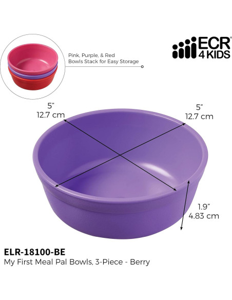 Tazones de Comida ECR4Kids ELR-18100-BE - Set de 3, Libre de BPA