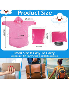 80 Ponchos de Lluvia Desechables para Niños Berlune - Impermeables 2