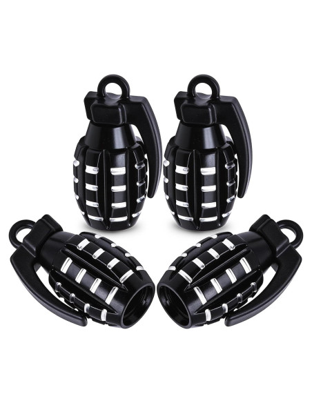 4 Tapones de Válvula de Neumático MEAJOO de Aluminio Negro