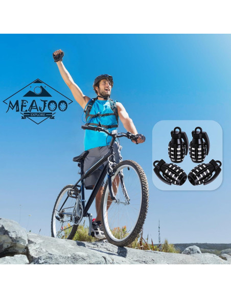 4 Tapones de Válvula de Neumático MEAJOO de Aluminio Negro