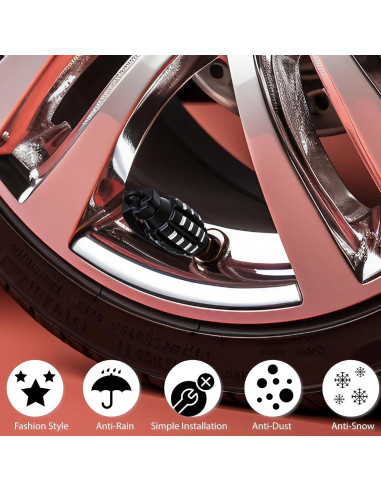 4 Tapones de Válvula de Neumático MEAJOO de Aluminio Negro