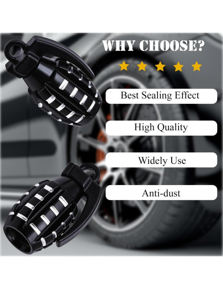 4 Tapones de Válvula de Neumático MEAJOO de Aluminio Negro