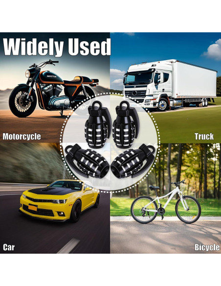 4 Tapones de Válvula de Neumático MEAJOO de Aluminio Negro