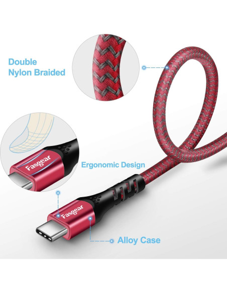 Cable USB C a USB C 100W Fasgear 50cm Carga Rápida 5A