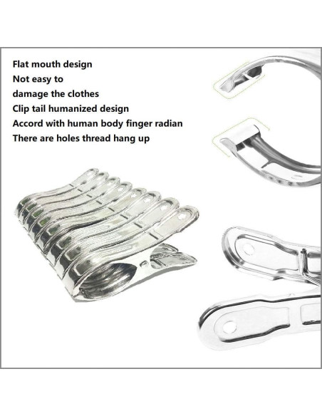 Paquete de 8 Pinzas de Acero Inoxidable Newraturner 11.9 cm