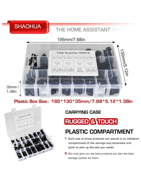 Kit de Tornillos y Tuercas M6 M8 M10 SHAOHUA 192PCS