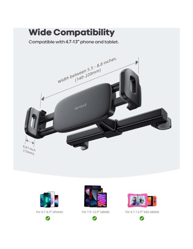 Soporte para Tableta Lamicall CH05 Negro para Reposacabezas