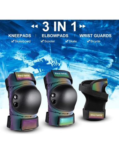 Conjunto de Protección XINDAER 3 en 1 para Patinaje - Rodilleras, Codilleras y Muñequera