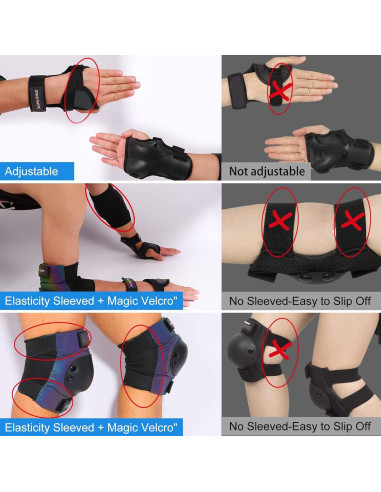 Conjunto de Protección XINDAER 3 en 1 para Patinaje - Rodilleras, Codilleras y Muñequera