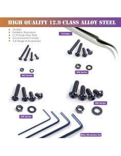 Kit de Tornillos M2 M3 M4 M5 ZTF con Tuercas y Arandelas 840PCS 2