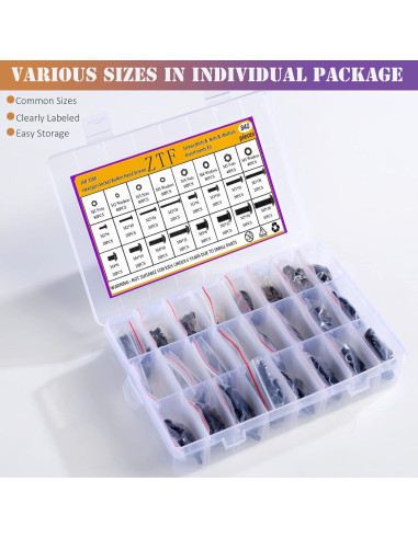 Kit de Tornillos M2 M3 M4 M5 ZTF con Tuercas y Arandelas 840PCS