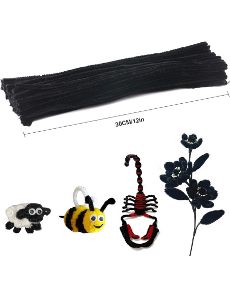 Limpiadores de Tuberías FirstKitchen 100pcs Chenilla Negra 30cm