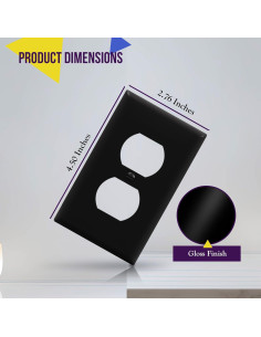 Placa de Pared Dúplex ENERLITES 11.43x7.01cm Negro 2