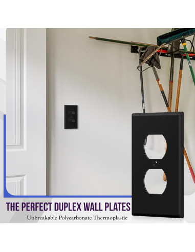 Placa de Pared Dúplex ENERLITES 11.43x7.01cm Negro