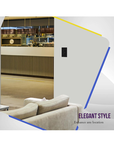 Placa de Pared Dúplex ENERLITES 11.43x7.01cm Negro