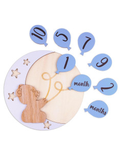 Tarjetas de Hito Mensual de Madera OENIZI - 12 Discos Intercambiables