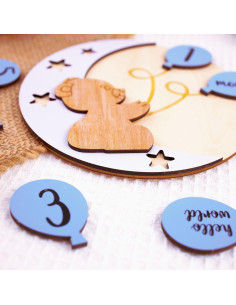 Tarjetas de Hito Mensual de Madera OENIZI - 12 Discos Intercambiables 2