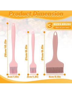Brocha de Silicona LELE LIFE Rosa 3 Tamaños Resistente al Calor 2