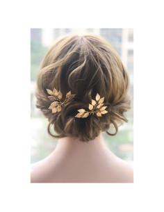 Horquilla de Hoja Kercisbeauty para Novia - Oro, 2 Piezas