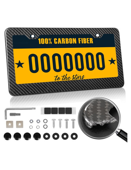 Marco de Placa de Licencia HIBRONGO Fibra de Carbono 100% Real