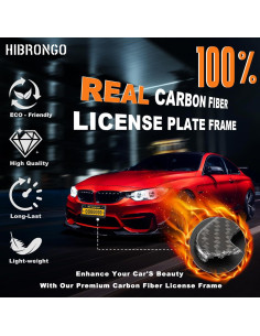 Marco de Placa de Licencia HIBRONGO Fibra de Carbono 100% Real 2
