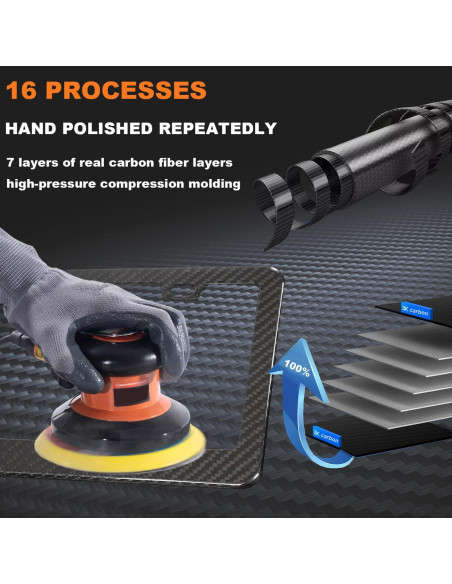 Marco de Placa de Licencia HIBRONGO Fibra de Carbono 100% Real