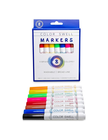 Marcadores Lavables Color Swell 8 Pack Anchos No Tóxicos